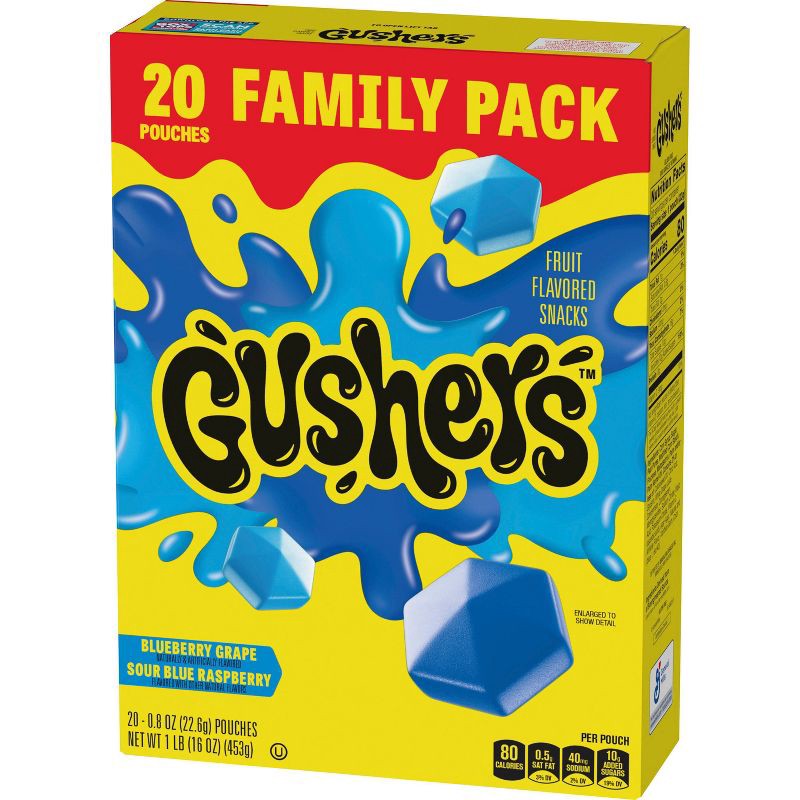 slide 3 of 11, Fruit Gushers Blueberry Grape Sour Blue Raspberry Fruit Snacks - 16oz/20ct, 20 ct; 16 oz