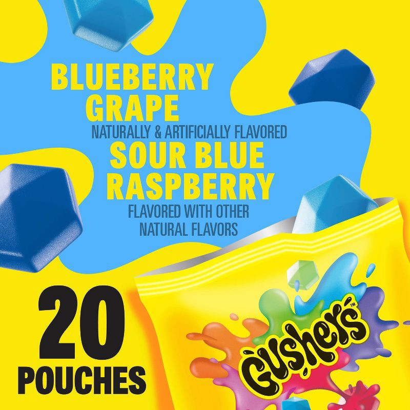 slide 8 of 11, Fruit Gushers Blueberry Grape Sour Blue Raspberry Fruit Snacks - 16oz/20ct, 20 ct; 16 oz