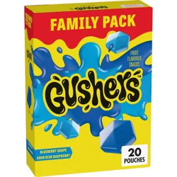 Fruit Gushers Blueberry Grape Sour Blue Raspberry Fruit Snacks - 16oz/20ct