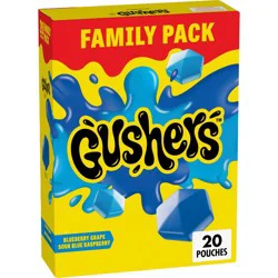 Fruit Gushers Blueberry Grape Sour Blue Raspberry Fruit Snacks - 16oz/20ct