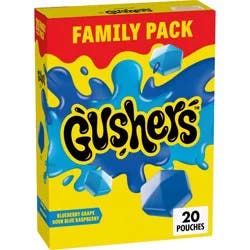 Fruit Gushers Blueberry Grape Sour Blue Raspberry Fruit Snacks - 16oz/20ct