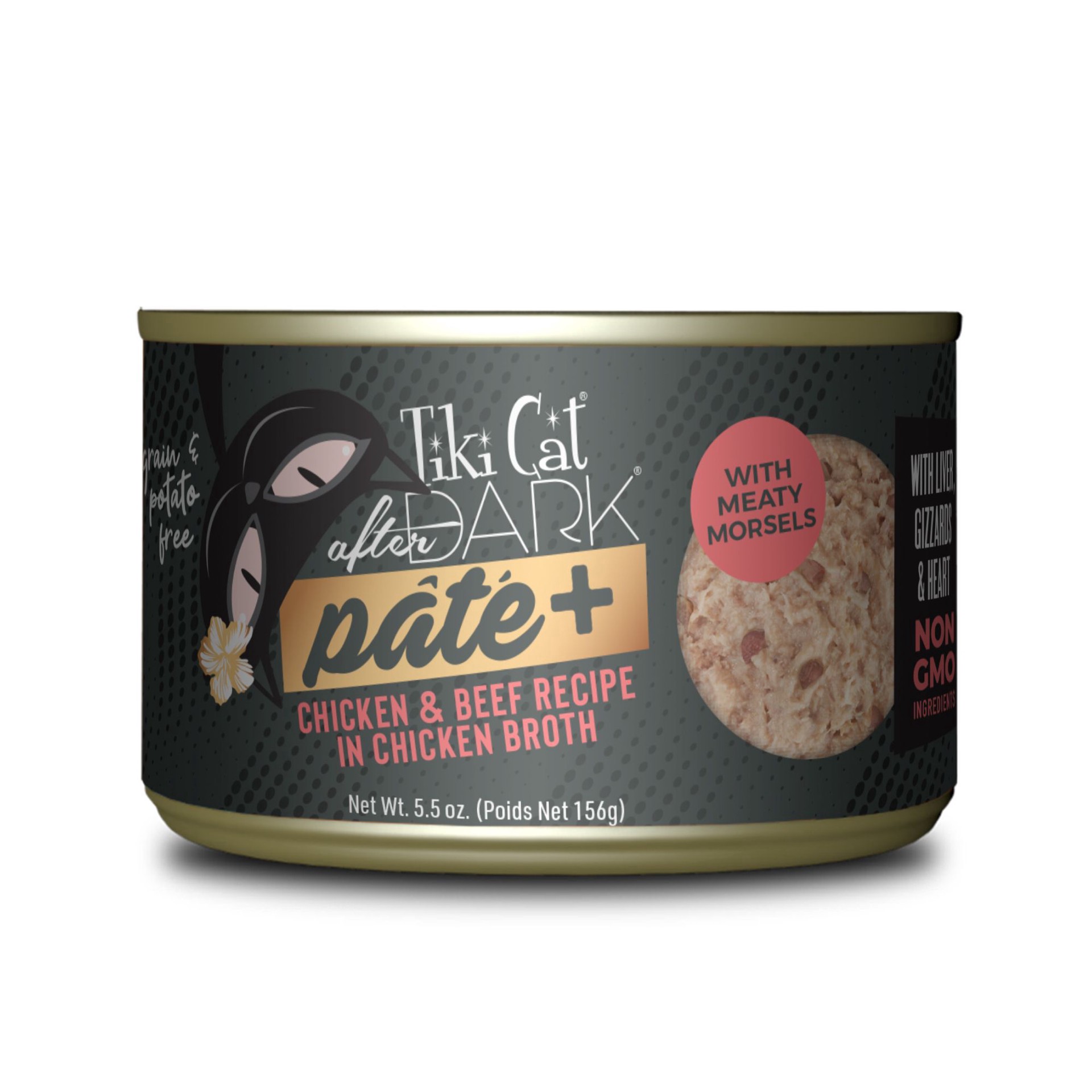slide 1 of 1, Tiki Cat After Dark Pate+ Chicken & Beef Wet Food for Cats, 5.5 oz., 5.5 oz
