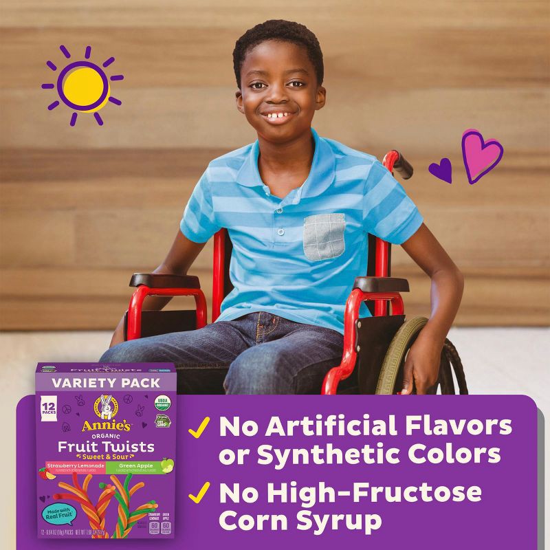 slide 4 of 8, Annie's Organic Sweet & Sour Twists Fruit Snacks - 7.68oz/12ct, 7.68 oz, 12 ct