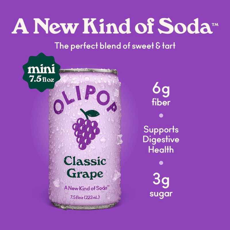 slide 2 of 7, OLIPOP Mini's Classic Grape Soda - 6pk/7.5 fl oz Cans, 6 ct; 7.5 fl oz