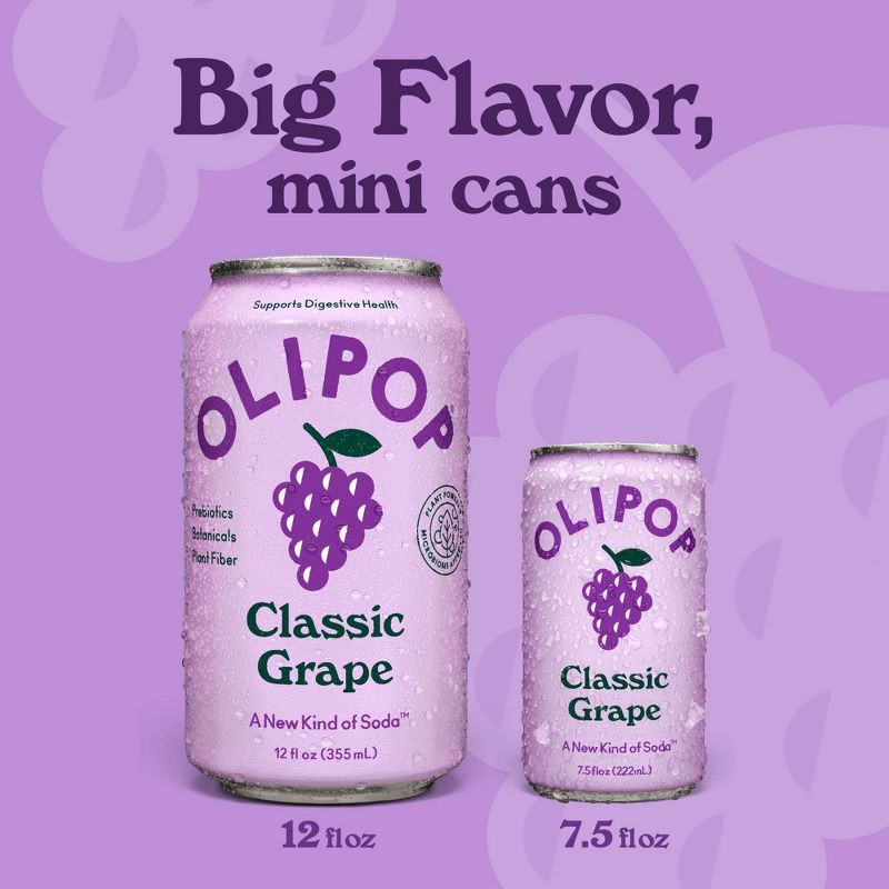 slide 4 of 7, OLIPOP Mini's Classic Grape Soda - 6pk/7.5 fl oz Cans, 6 ct; 7.5 fl oz