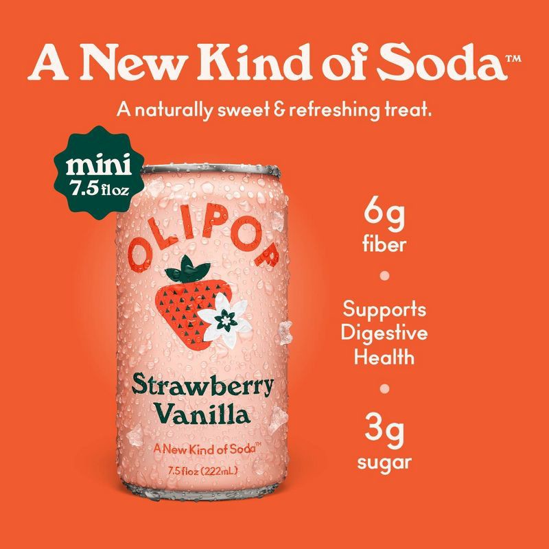 slide 2 of 7, OLIPOP Mini's Strawberry Vanilla Soda - 6pk/7.5 fl oz Cans, 6 ct; 7.5 fl oz