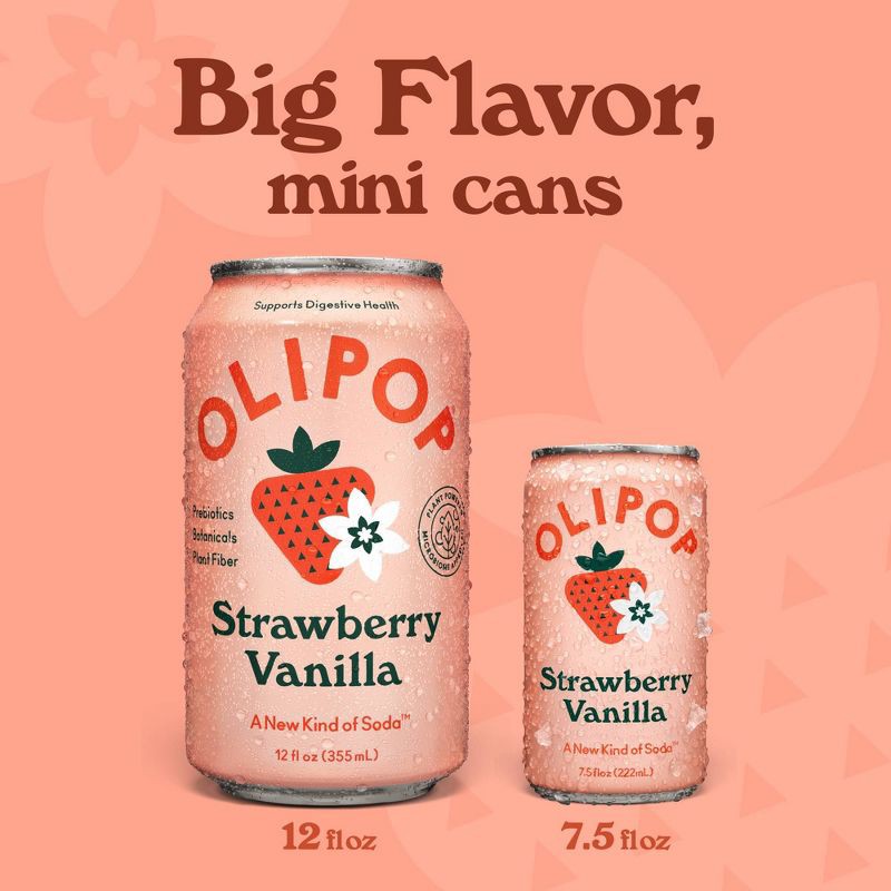 slide 4 of 7, OLIPOP Mini's Strawberry Vanilla Soda - 6pk/7.5 fl oz Cans, 6 ct; 7.5 fl oz