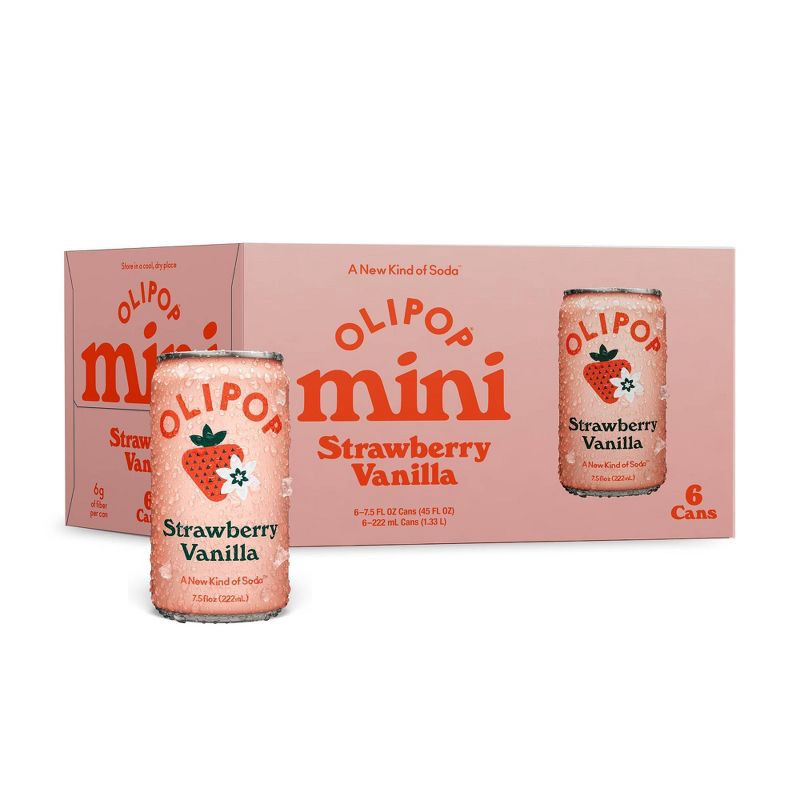 slide 1 of 7, OLIPOP Mini's Strawberry Vanilla Soda - 6pk/7.5 fl oz Cans, 6 ct; 7.5 fl oz