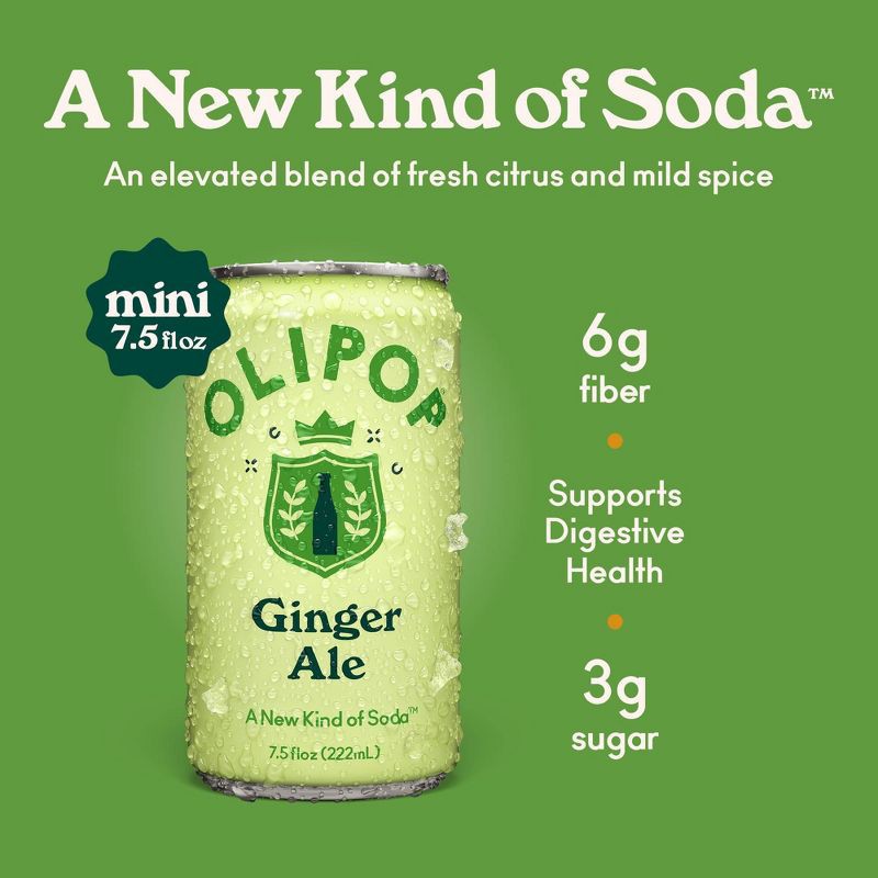 slide 2 of 6, OLIPOP Mini's Ginger Ale Soda - 6pk/7.5 fl oz Cans, 6 ct; 7.5 fl oz