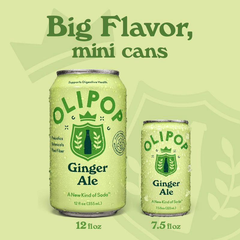 slide 4 of 6, OLIPOP Mini's Ginger Ale Soda - 6pk/7.5 fl oz Cans, 6 ct; 7.5 fl oz