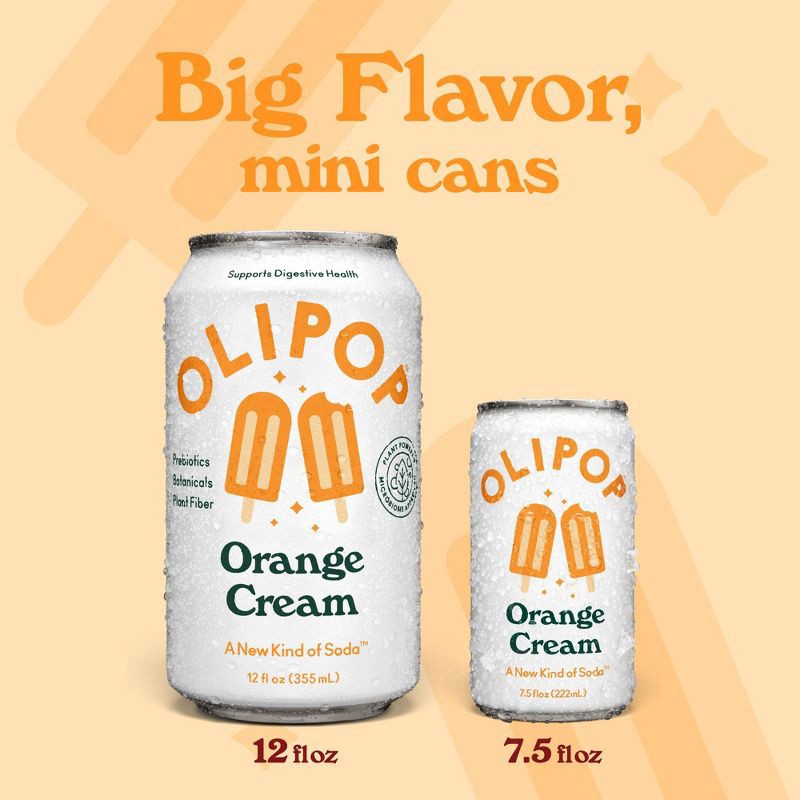 slide 4 of 6, OLIPOP Mini's Orange Cream Vs Creamsicle Soda - 6pk/7.5 fl oz Cans, 6 ct; 7.5 fl oz