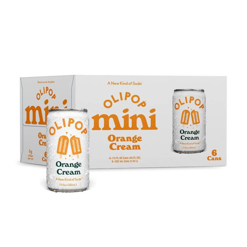 slide 1 of 6, OLIPOP Mini's Orange Cream Vs Creamsicle Soda - 6pk/7.5 fl oz Cans, 6 ct; 7.5 fl oz