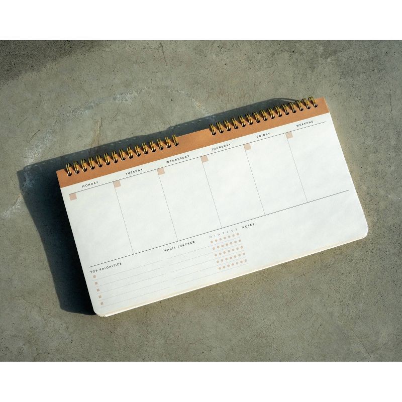 slide 3 of 3, Denik 12" Desk Planner Crinkle Faux Leather White, 1 ct
