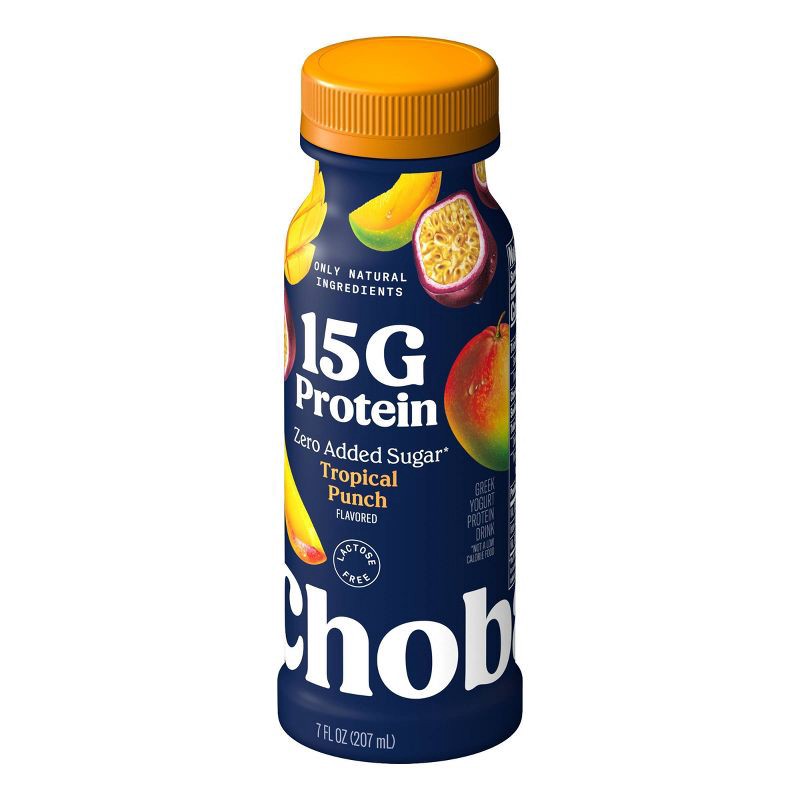 slide 3 of 9, Chobani 15g Tropical Punch Greek Yogurt Drink - 7 fl oz, 15 gram, 7 fl oz