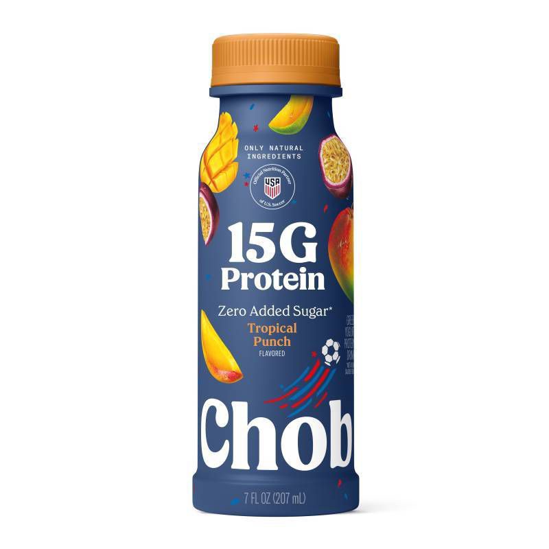 slide 1 of 9, Chobani 15g Tropical Punch Greek Yogurt Drink - 7 fl oz, 15 gram, 7 fl oz