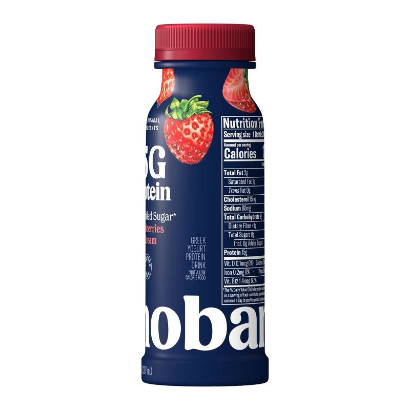 slide 4 of 9, Chobani 15g Strawberry and Cream Greek Yogurt Drink - 7 fl oz, 15 gram, 7 fl oz