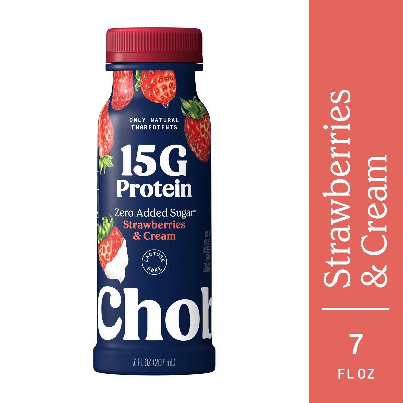 slide 7 of 9, Chobani 15g Strawberry and Cream Greek Yogurt Drink - 7 fl oz, 15 gram, 7 fl oz