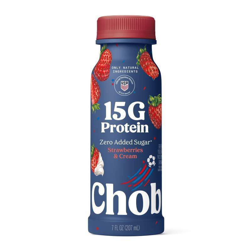 slide 1 of 9, Chobani 15g Strawberry and Cream Greek Yogurt Drink - 7 fl oz, 15 gram, 7 fl oz