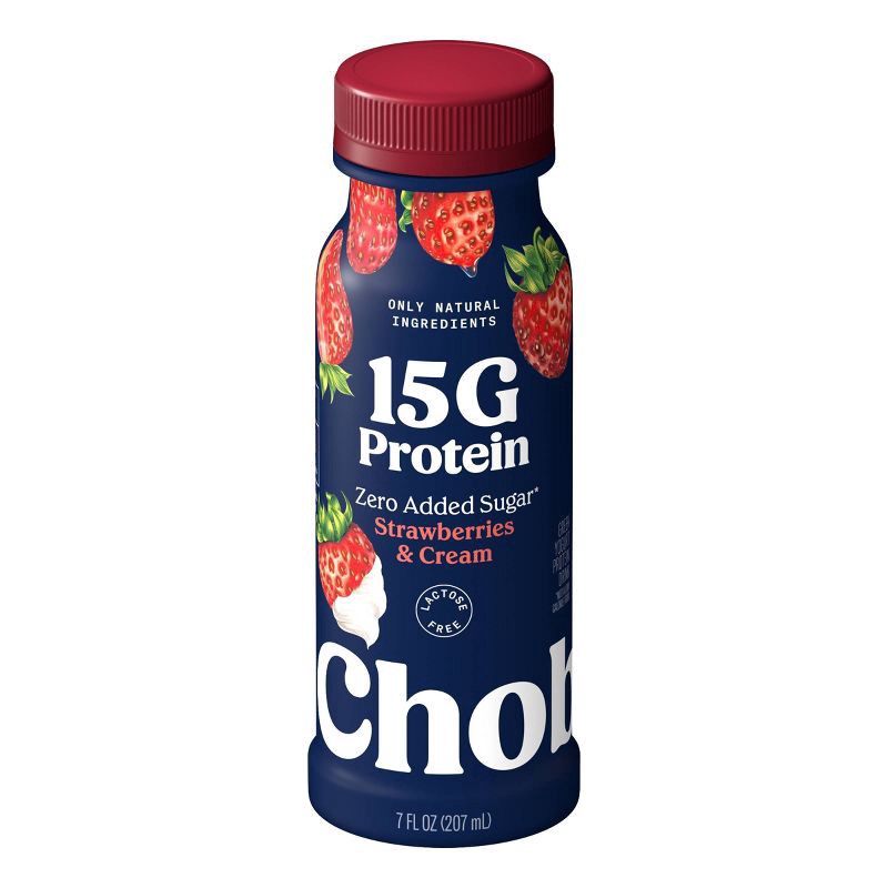 slide 1 of 9, Chobani 15g Strawberry and Cream Greek Yogurt Drink - 7 fl oz, 15 gram, 7 fl oz