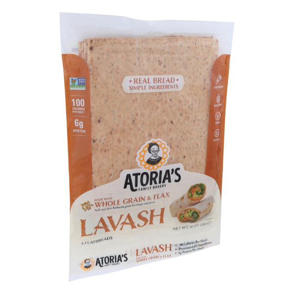 slide 1 of 5, Atorias Atoria's Whole Grain & Flax Lavash, 10 oz