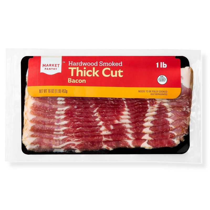 slide 1 of 3, Hardwood Smoked Bacon Thick Cut - 16oz - Market Pantry™, 16 oz