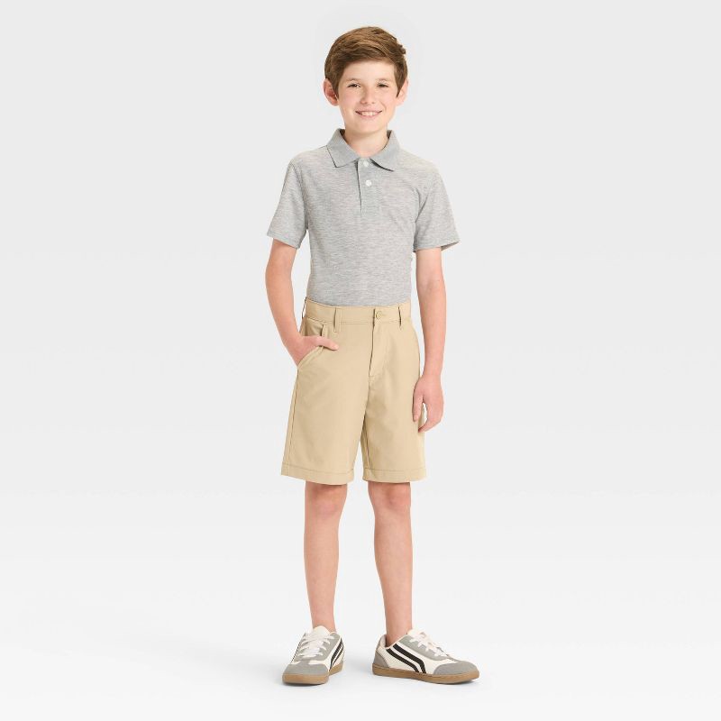 slide 3 of 3, Boys' Uniform Quick Dry Shorts - Cat & Jack™ Khaki 14, 1 ct