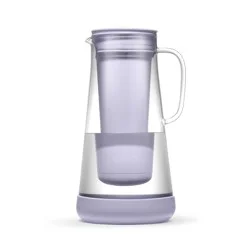LifeStraw Home 7 Cup Glass Water Filter Pitcher with Silicone Base Wisteria