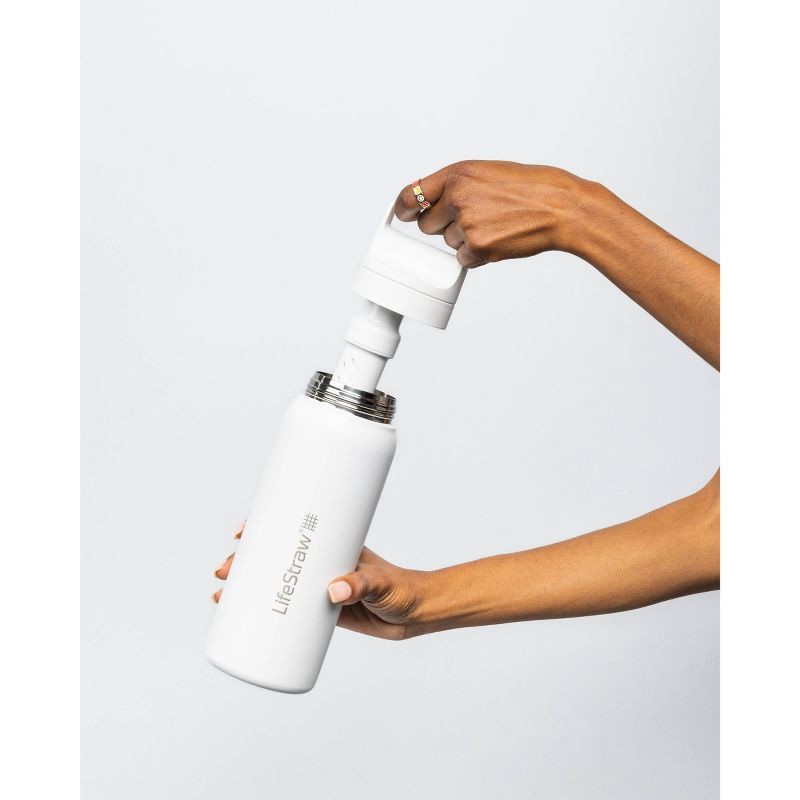 slide 4 of 4, LifeStraw 24oz Go Series Stainless Steel Water Filter Bottle - Polar White, 24 oz
