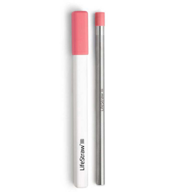 slide 1 of 4, LifeStraw Sip Reusable Steel Filter Straw with Carry Case Guava, 1 ct