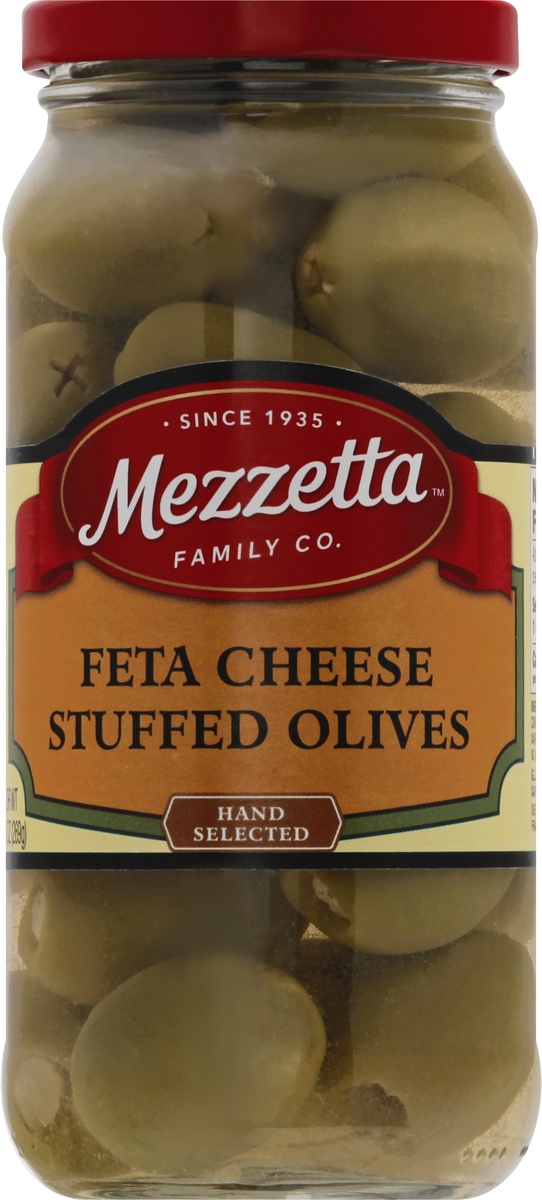 slide 9 of 11, Mezzetta Greek-Style Feta Cheese Stuffed Olives, 9.5 oz