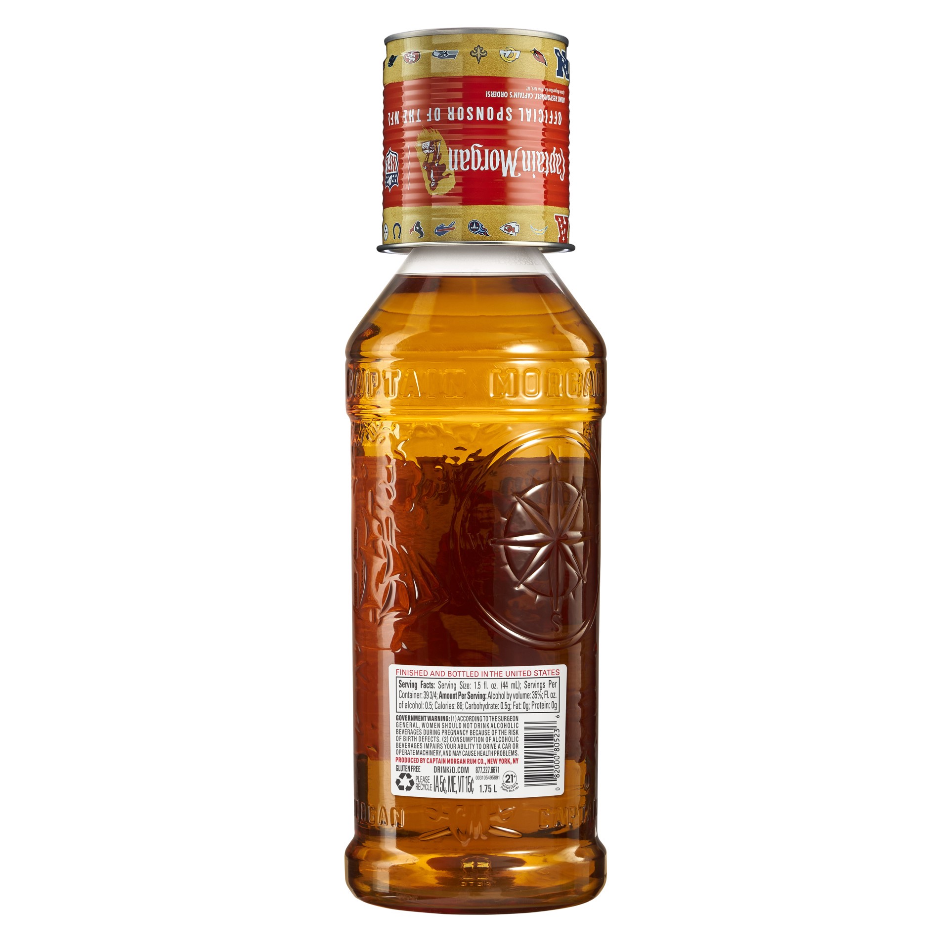 slide 3 of 4, Captain Morgan Original Spiced Rum with an NFL Tin Cup, 1.75 L Bottle, 1.75 liter