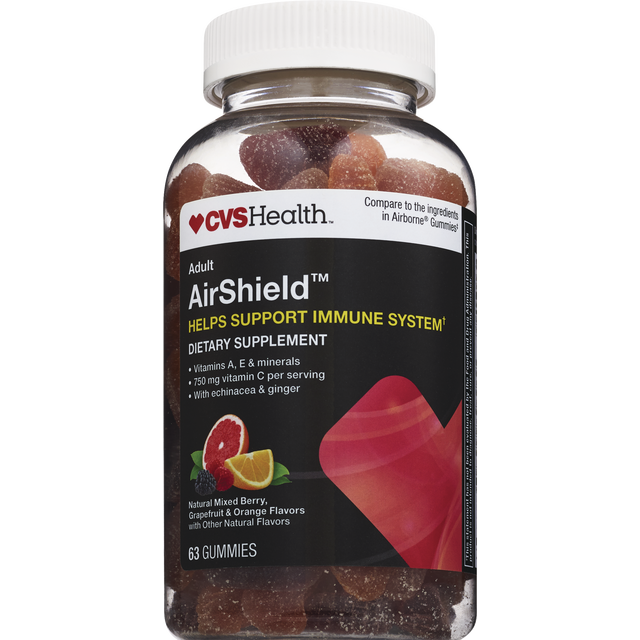 slide 1 of 1, CVS Airshield Immune System Support Gummies Asstd Fruit Flvr, 63 ct