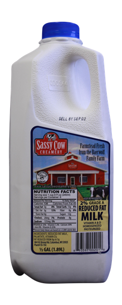 slide 1 of 1, Sassy Cow Creamery 2% Reduced Fat Milk, 1/2 gal