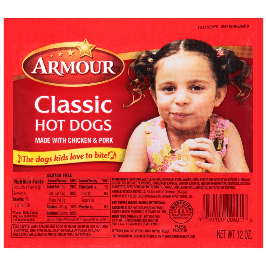 slide 1 of 2, Armour Hot Dogs, 8 ct