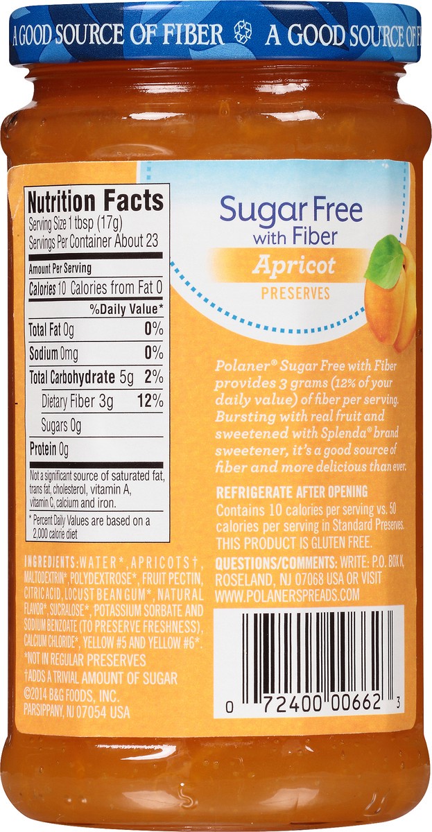 slide 3 of 7, Polaner Sugar Free with Fiber Apricot Preserves 13.5 oz, 13.5 oz