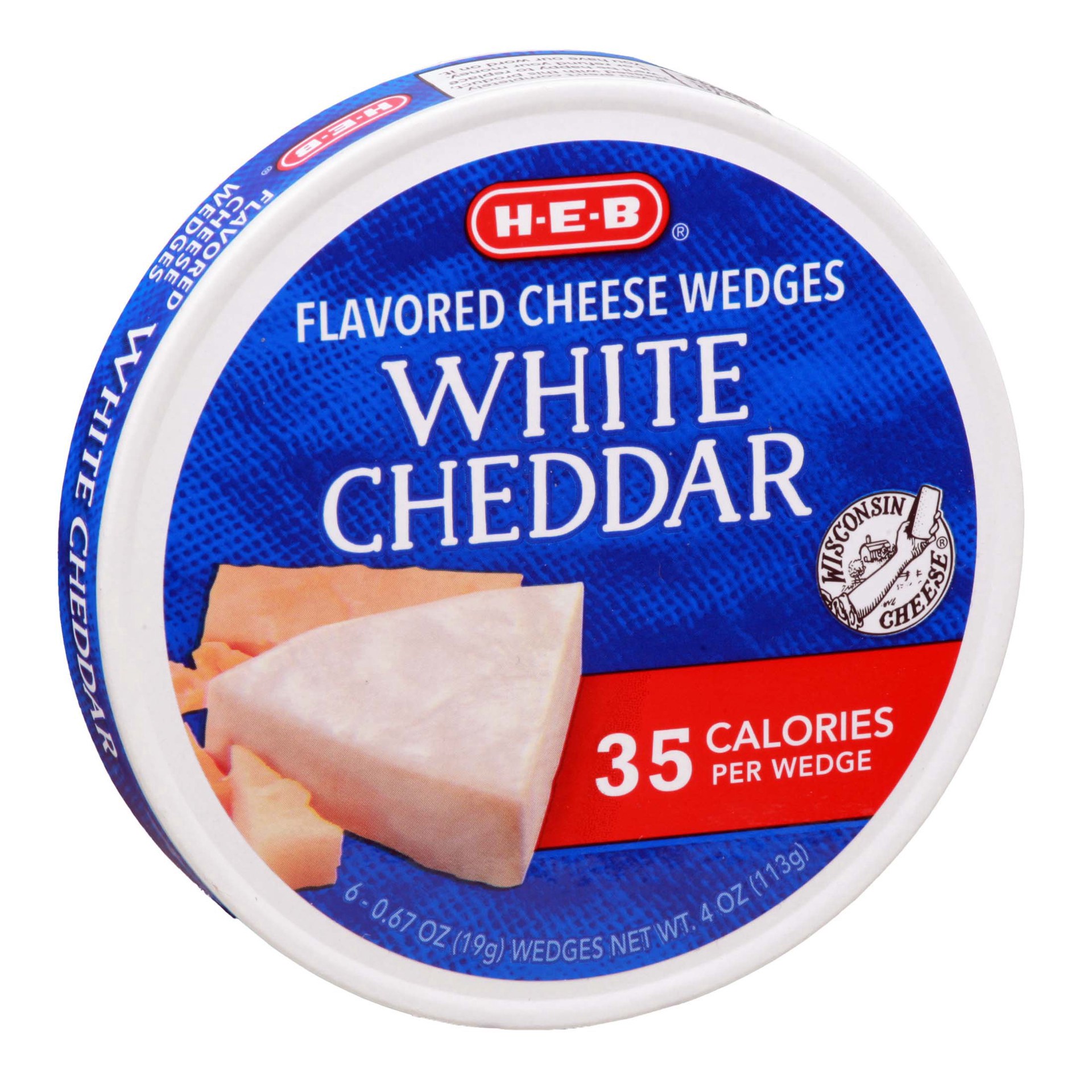 slide 1 of 1, H-E-B Cheese Spread Wedges - White Cheddar, 6 ct, 6 ct