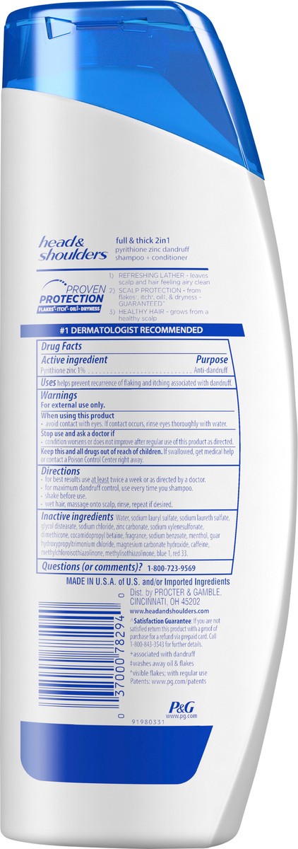 slide 2 of 3, Head & Shoulders Head and Shoulders Full and Thick Anti-Dandruff 2 in 1 Shampoo and Conditioner, 21.9 fl oz, 12.8 fl oz