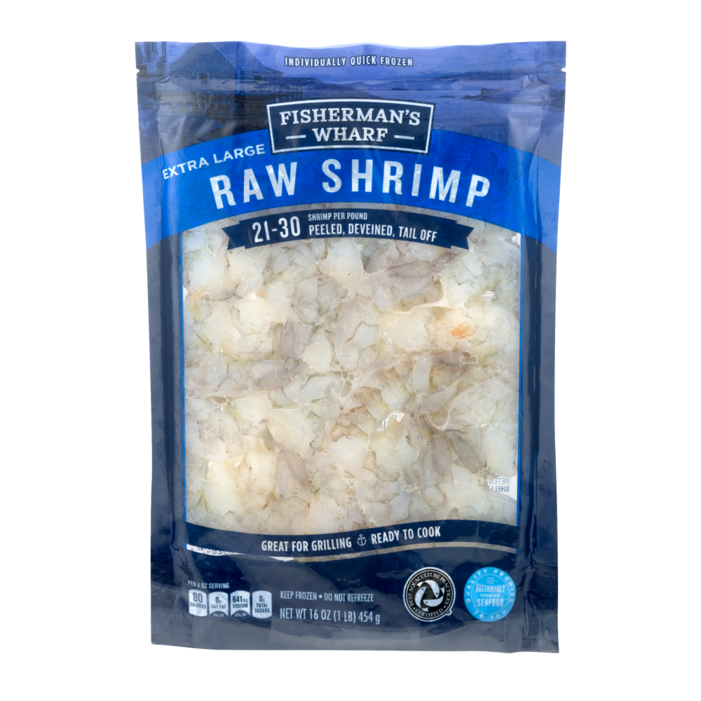slide 1 of 1, Fisherman's Wharf 21/30 Large Raw Shrimp, 16 oz