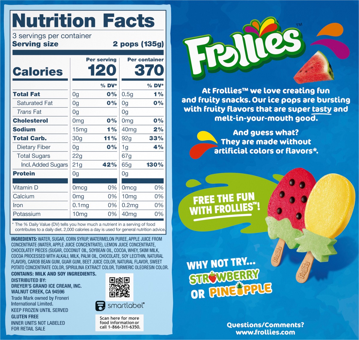 slide 11 of 14, Frollies Watermelon Fruity Ice Pops, 6 Count, 6 ct