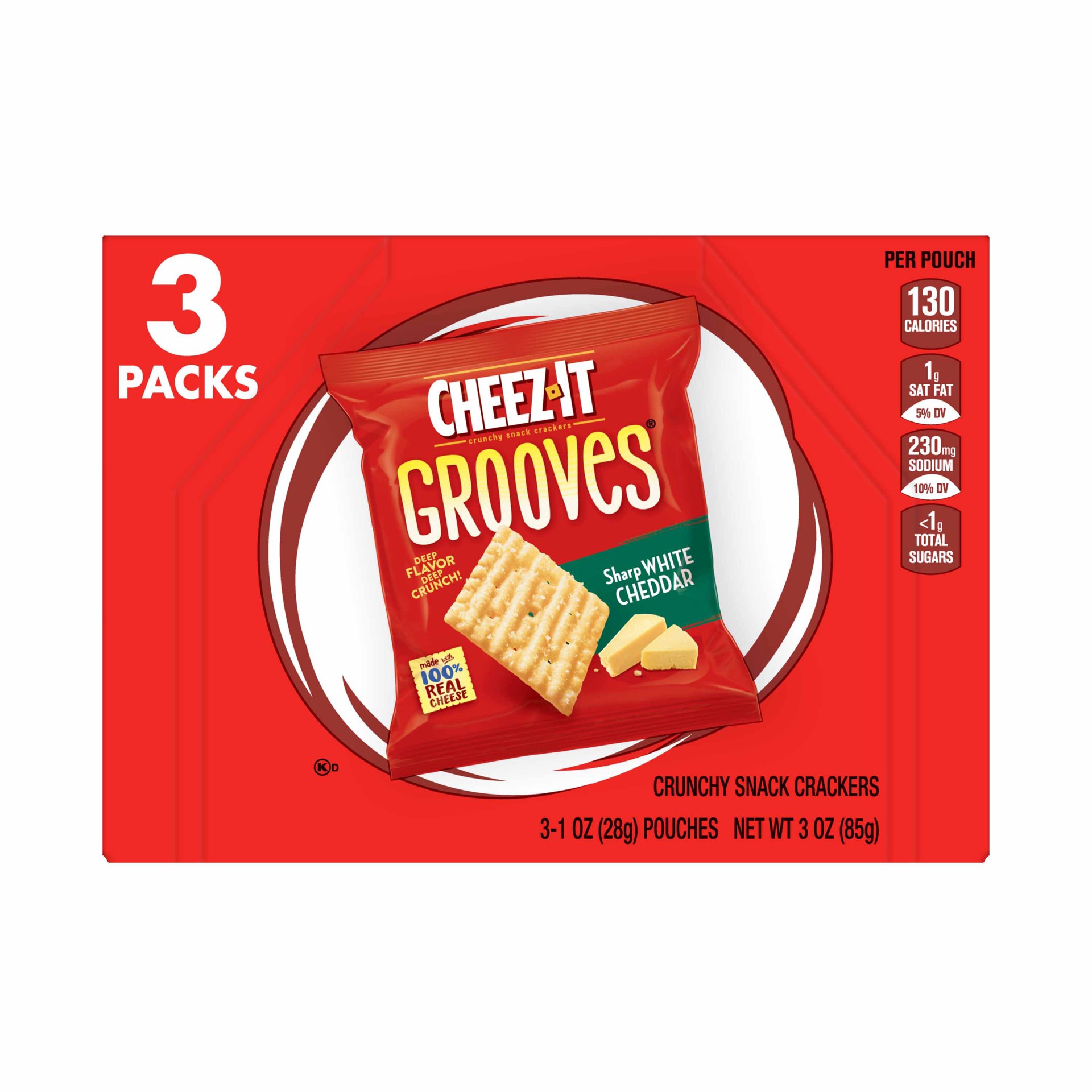 slide 5 of 5, Cheez-It Grooves Sharp White Cheddar Crunchy Cheese Snack Crackers, 3 oz