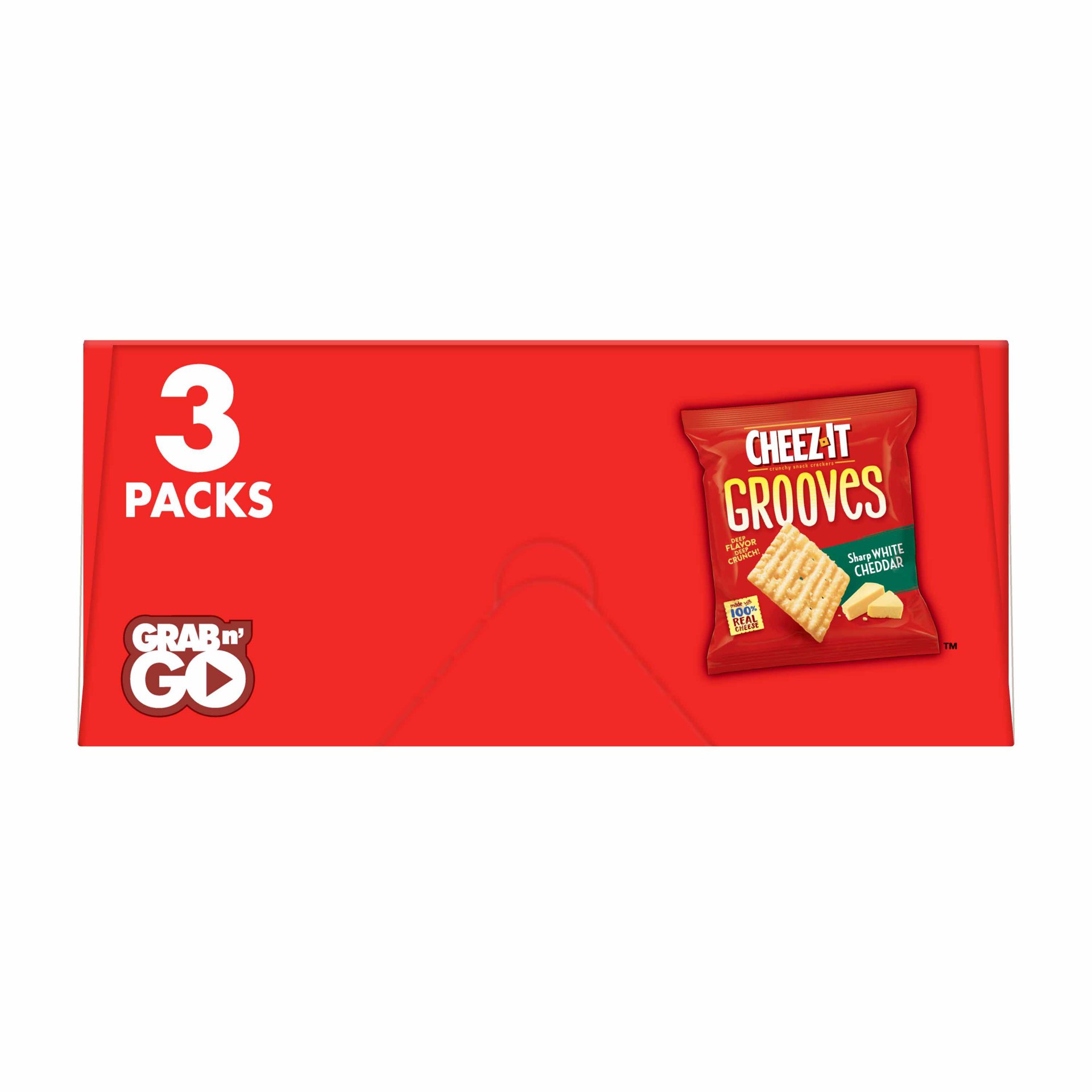 slide 2 of 5, Cheez-It Grooves Sharp White Cheddar Crunchy Cheese Snack Crackers, 3 oz