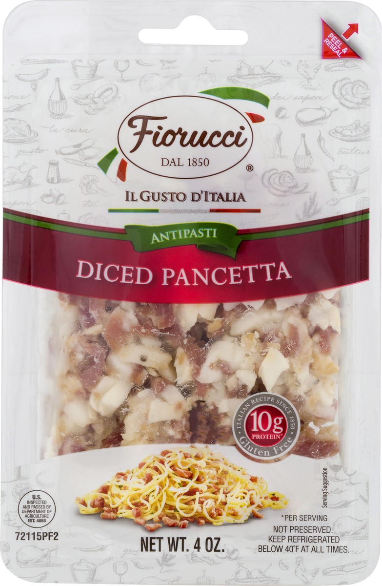 slide 9 of 10, Fiorucci Pancetta, Riserva, Diced, 1 ct