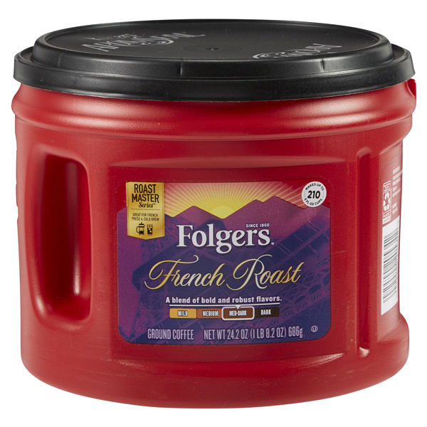 slide 1 of 1, Folgers French Roast Medium Dark Ground Coffee, 24.2 oz