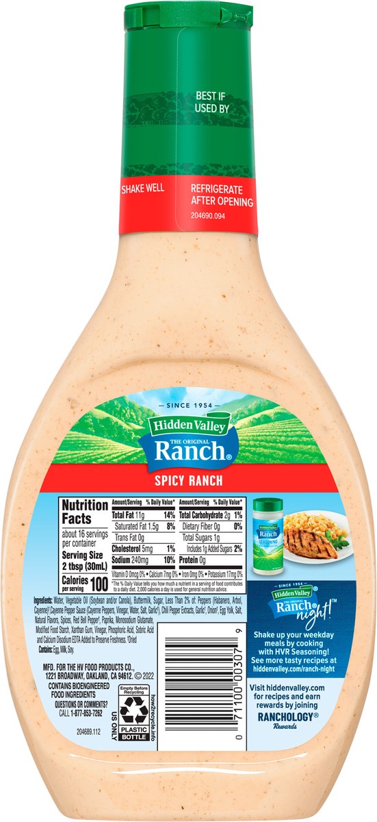 slide 9 of 9, Hidden Valley Spicy Ranch Salad Dressing & Topping, 16 fl oz