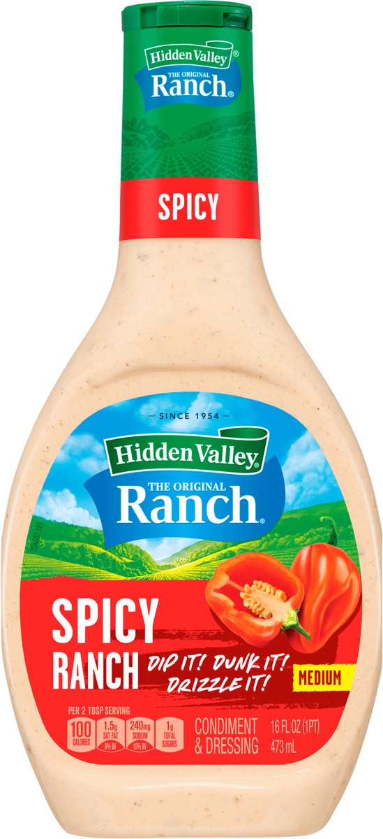 slide 2 of 9, Hidden Valley Spicy Ranch Salad Dressing & Topping, 16 fl oz