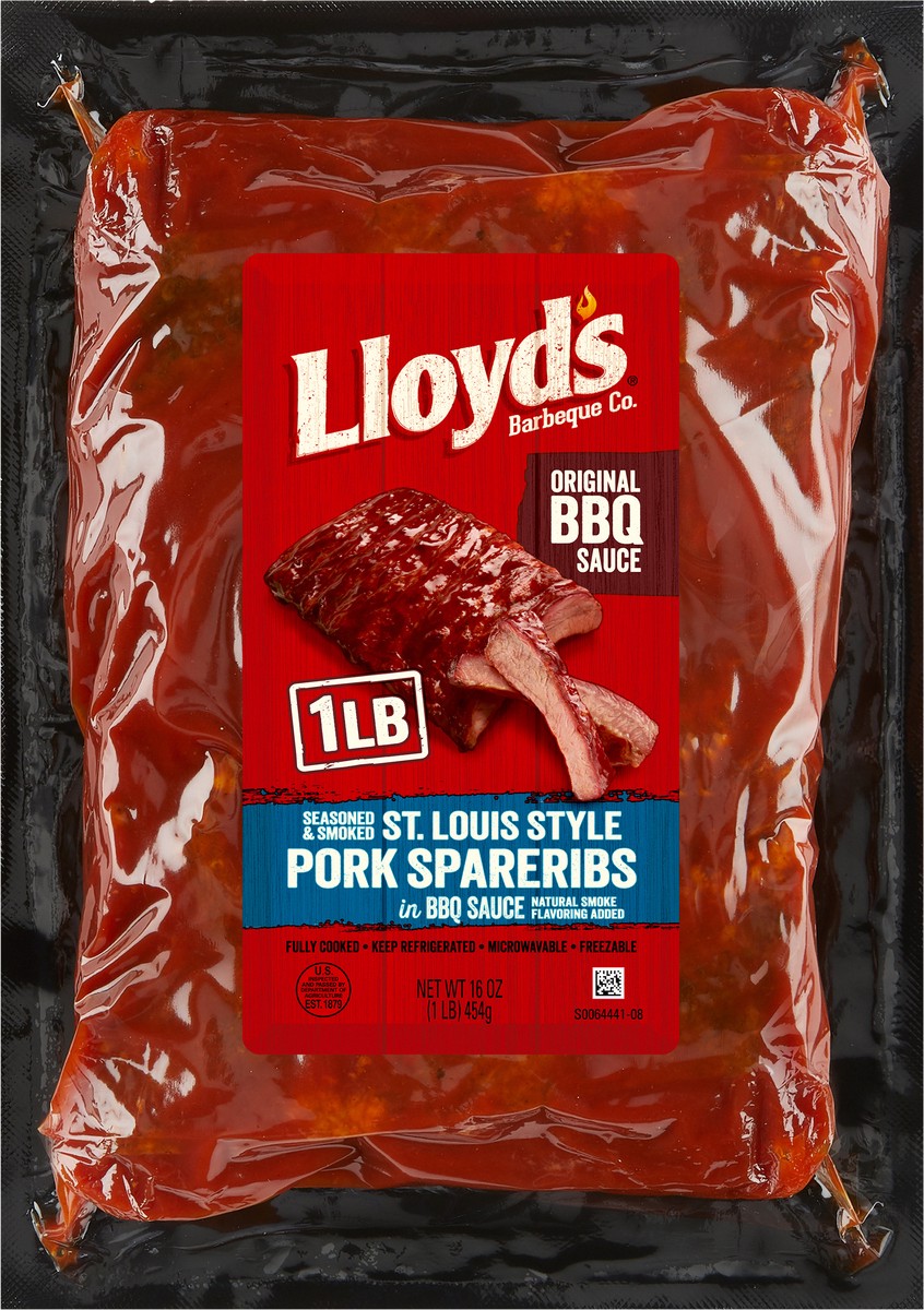 slide 10 of 12, Lloyd's Barbeque Company LLOYD'S Seasoned and Smoked St. Louis Style Pork Rib in Original BBQ Sauce, 16 oz