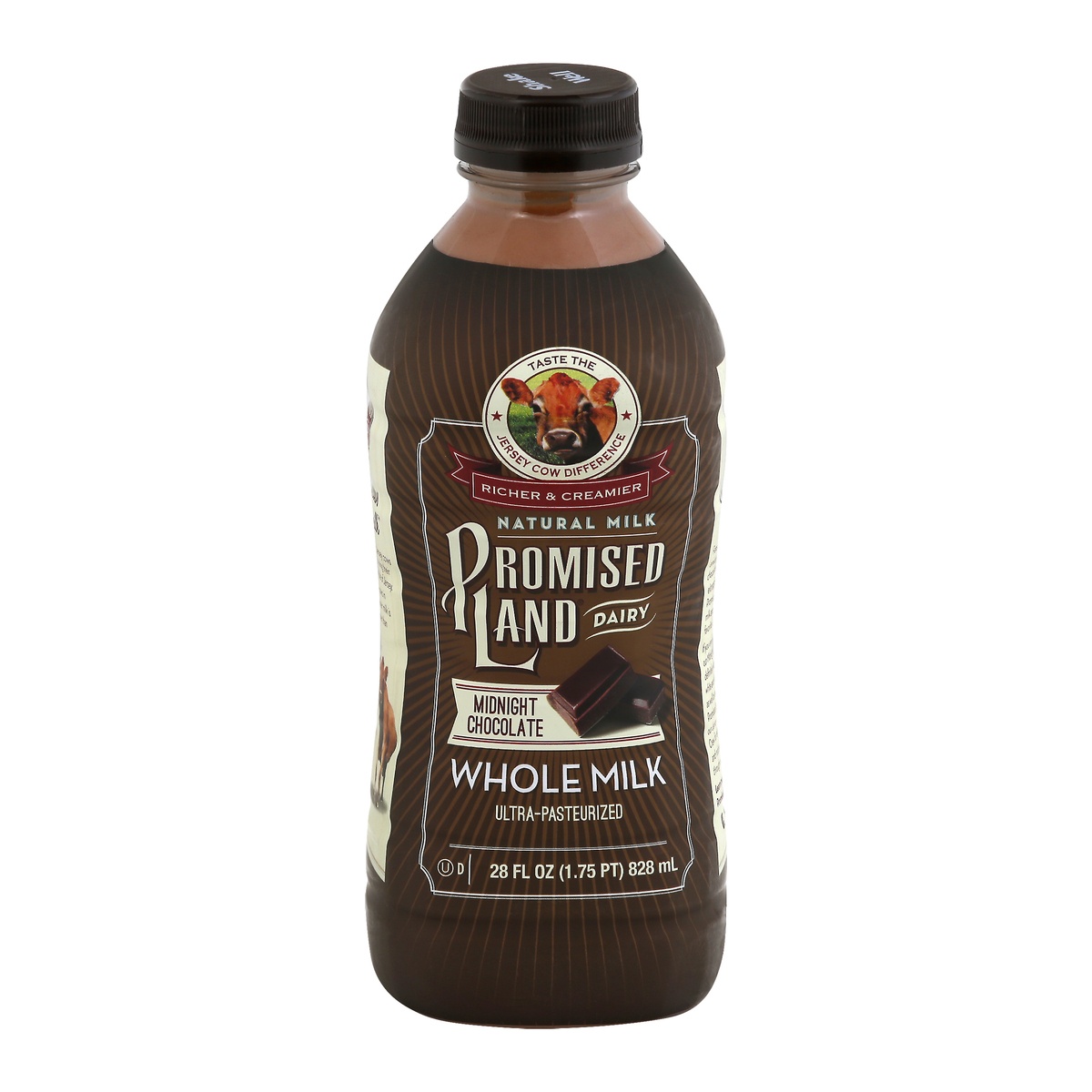 slide 1 of 7, Promised Land Dairy Midnight Chocolate Ultrapasteurized Whole Milk, 28 fl oz