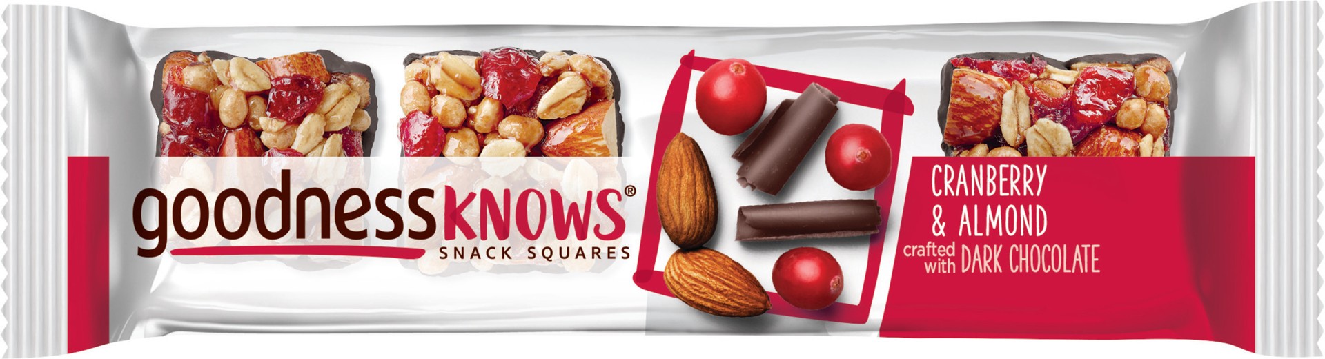 slide 1 of 6, goodnessKNOWS, Gluten Free Snack Square Bars Cranberry Almond & Dark Chocolate, 1.2 oz, 1.2 oz