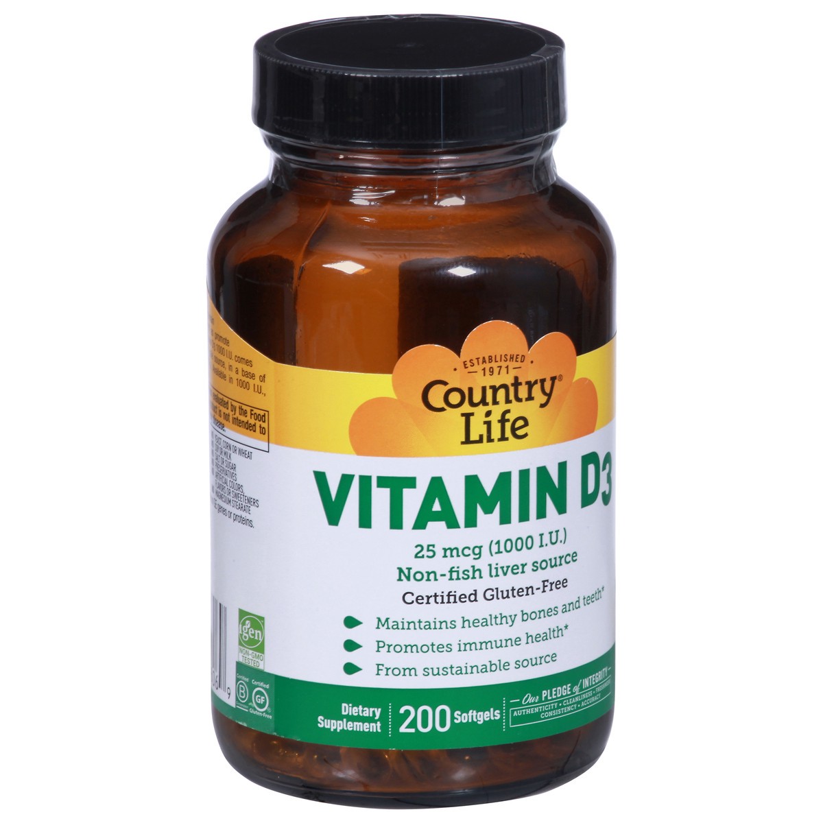 slide 9 of 10, Country Life 25 mcg Vitamin D3 200 Softgels, 200 ct