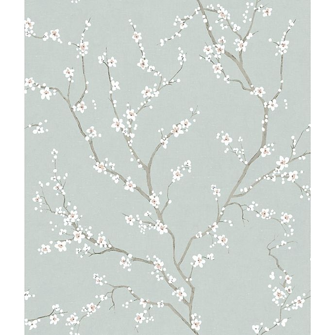 slide 2 of 8, RoomMates Cherry Blossom Peel & Stick Wallpaper - Blue, 1 ct